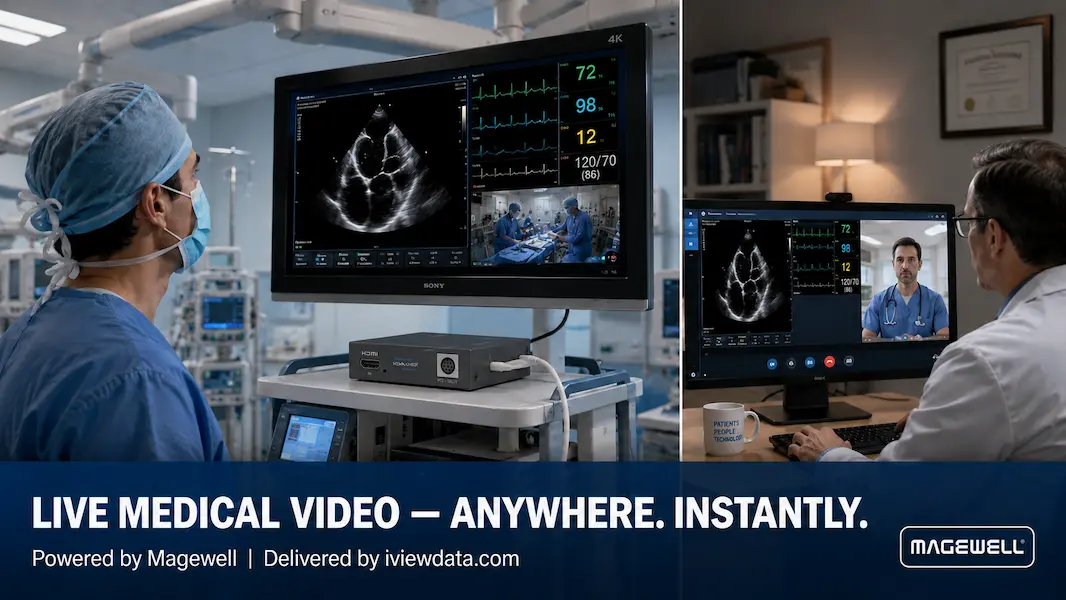 Magewell medical video solutions — surgical theatre with live streaming equipment